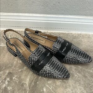 Antonio Melani Black and White Flats with Pointed Toe